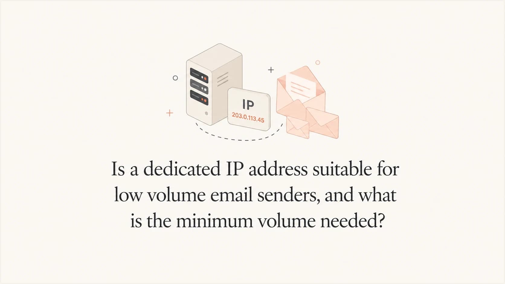 A dedicated email IP decision graphic with mail and reputation symbols.