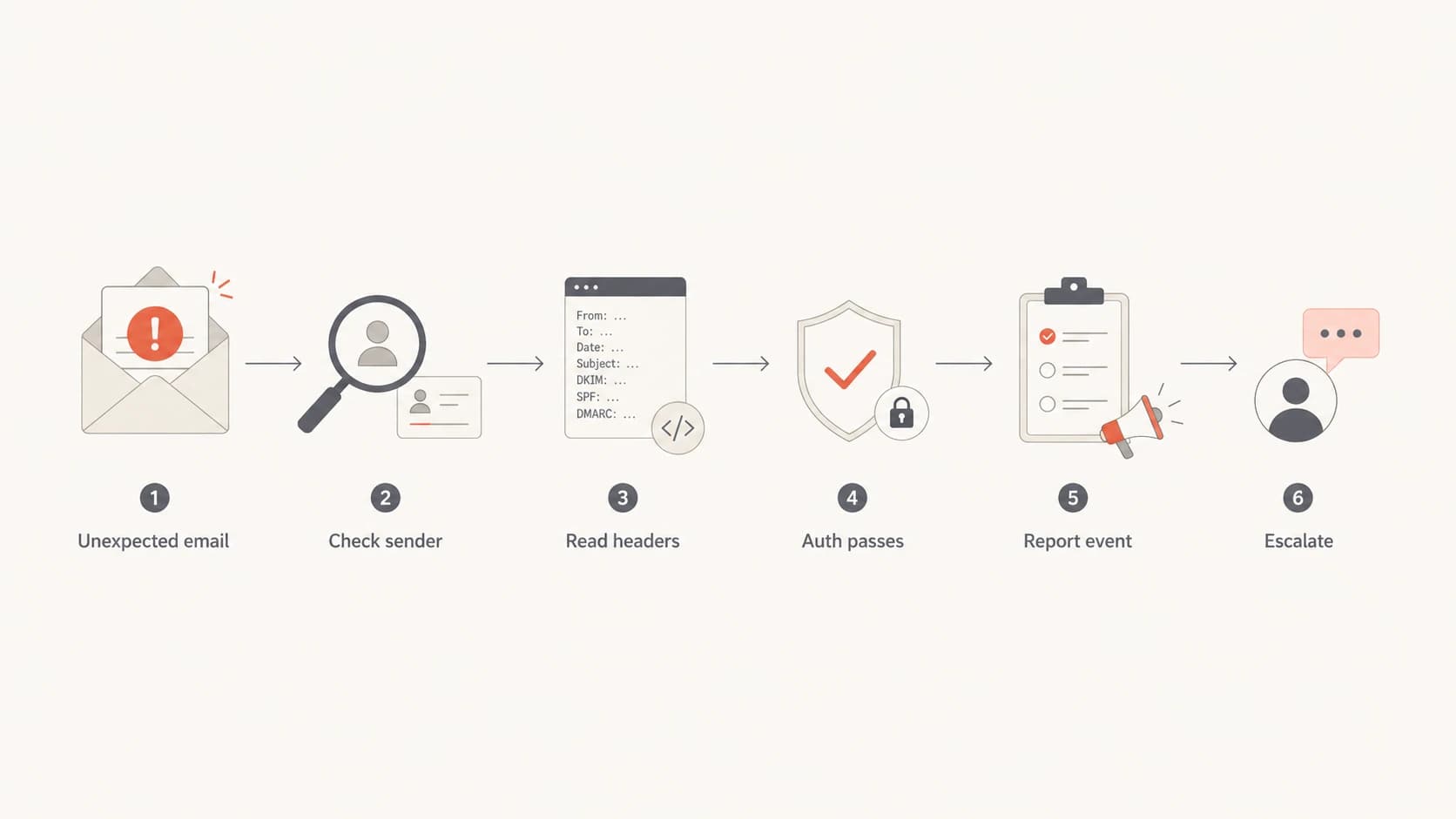 Flowchart for checking an unexpected event confirmation email.