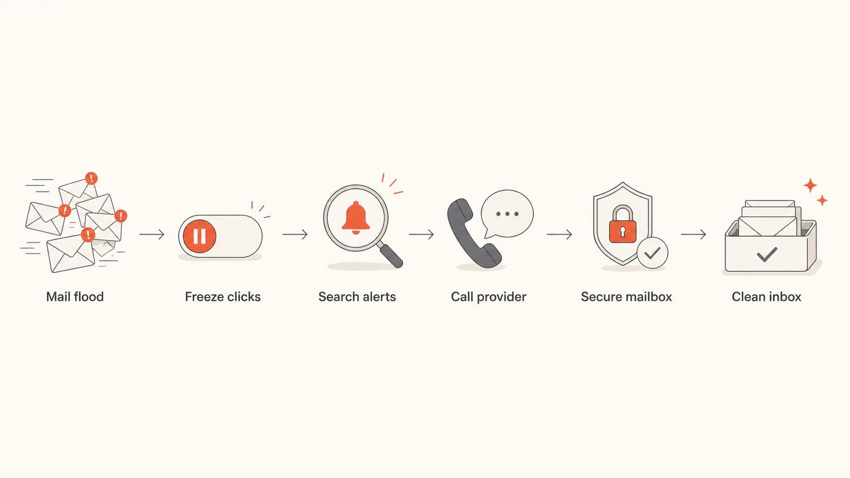 A six-step flow for responding to a list bombing attack.