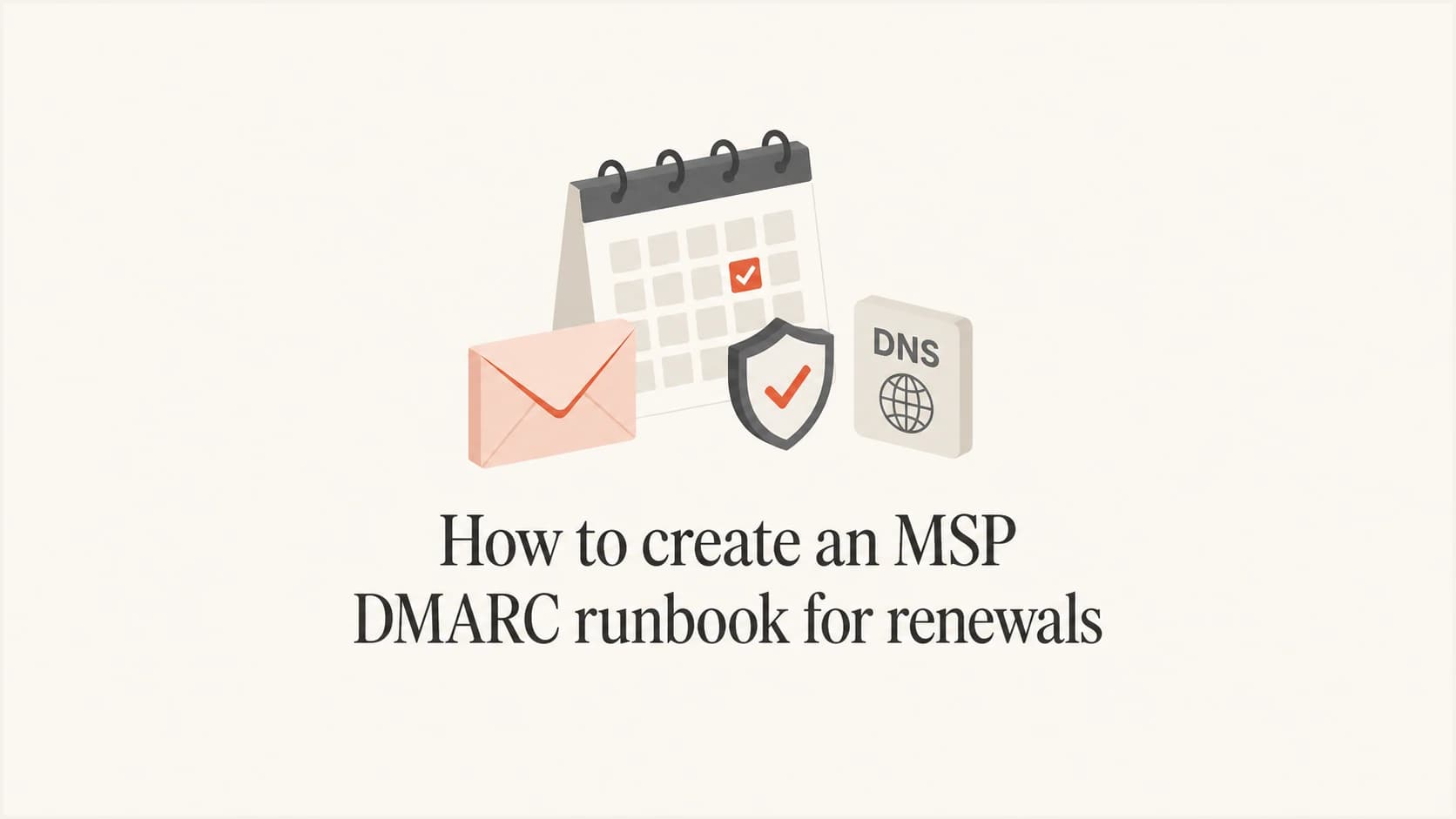 Renewal calendar, email envelope, shield, and DNS tile above the article title