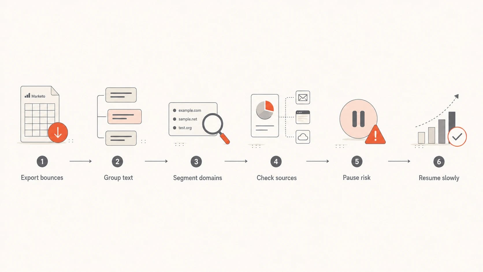 Flowchart showing how to diagnose and recover from Marketo 550 blocks.