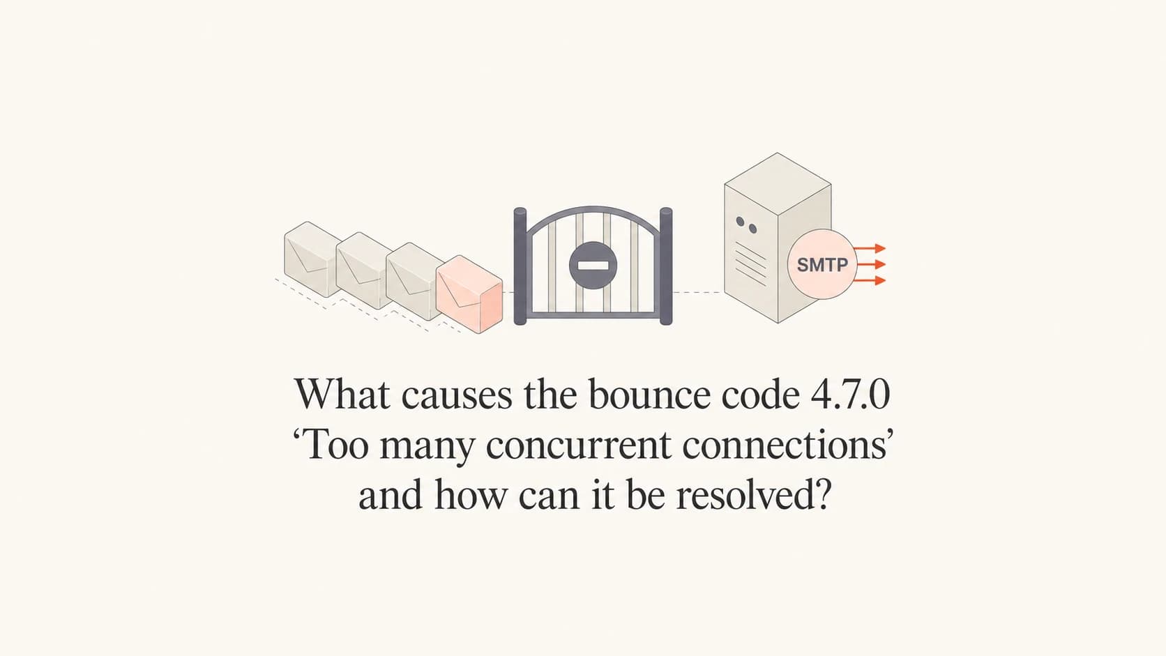 A calm editorial thumbnail about SMTP connection limits and bounce code 4.7.0.