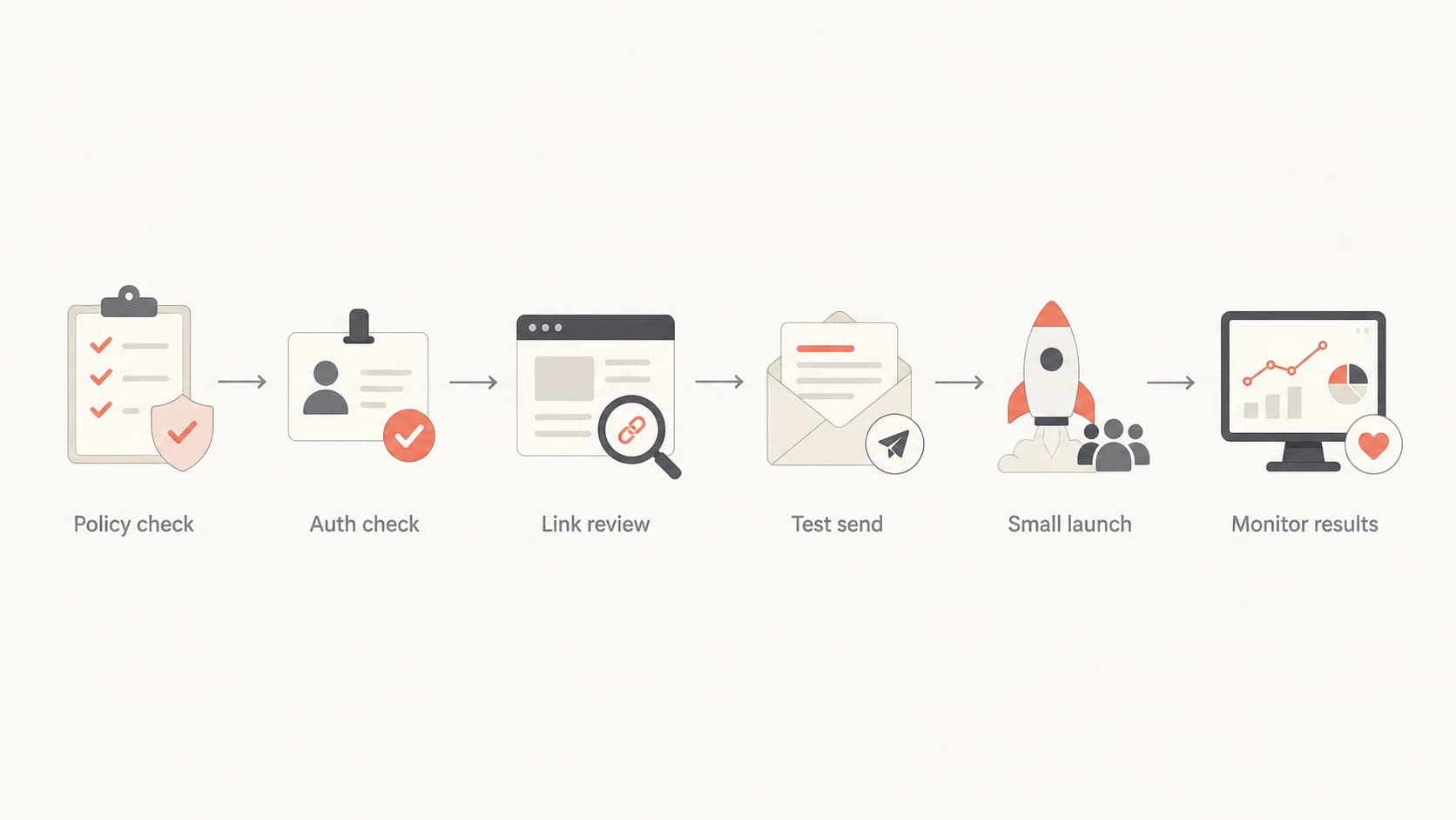 Flowchart for reviewing a regulated-topic email before launch.