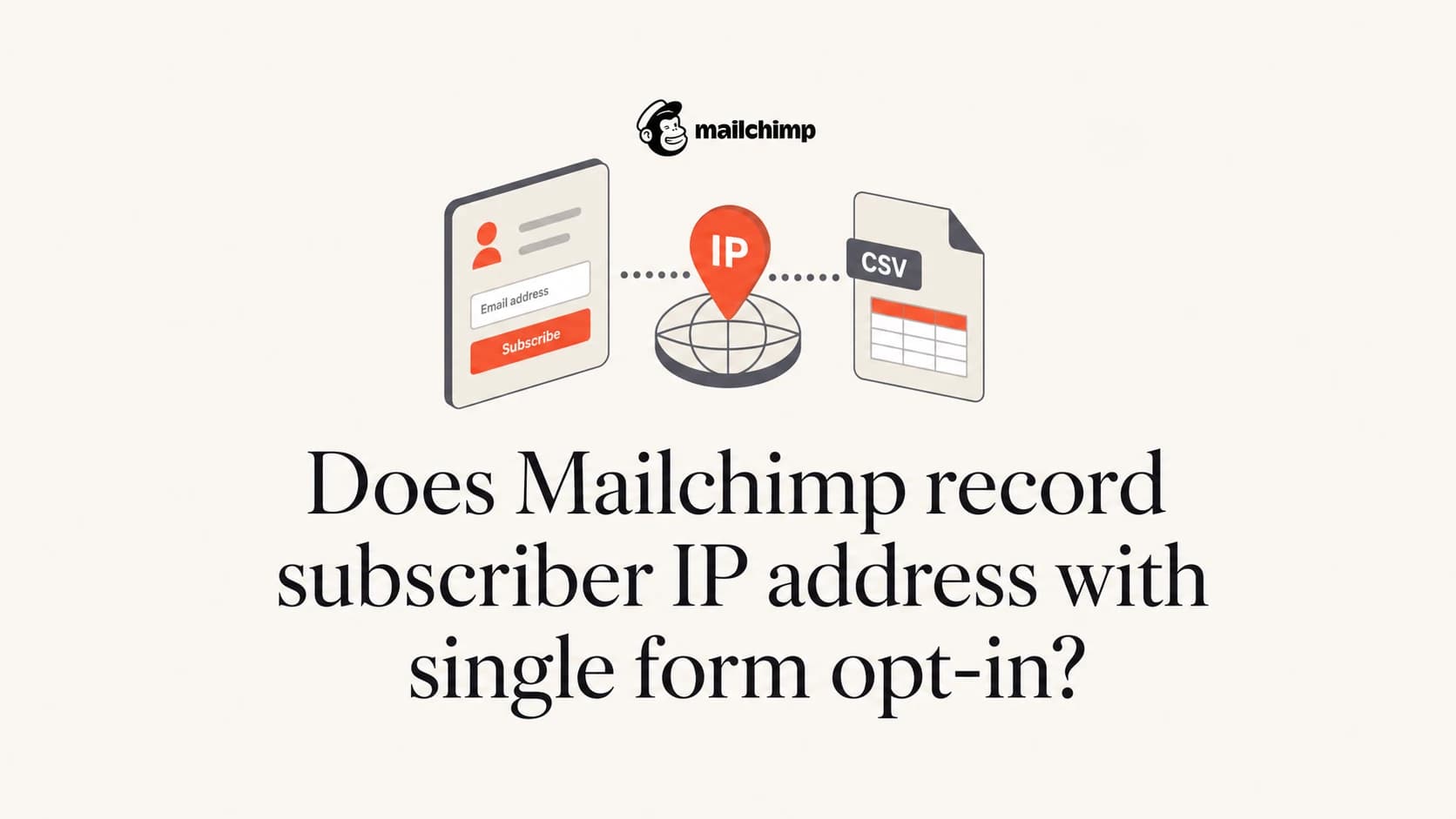 Mailchimp single opt-in signup IP address and CSV export concept.