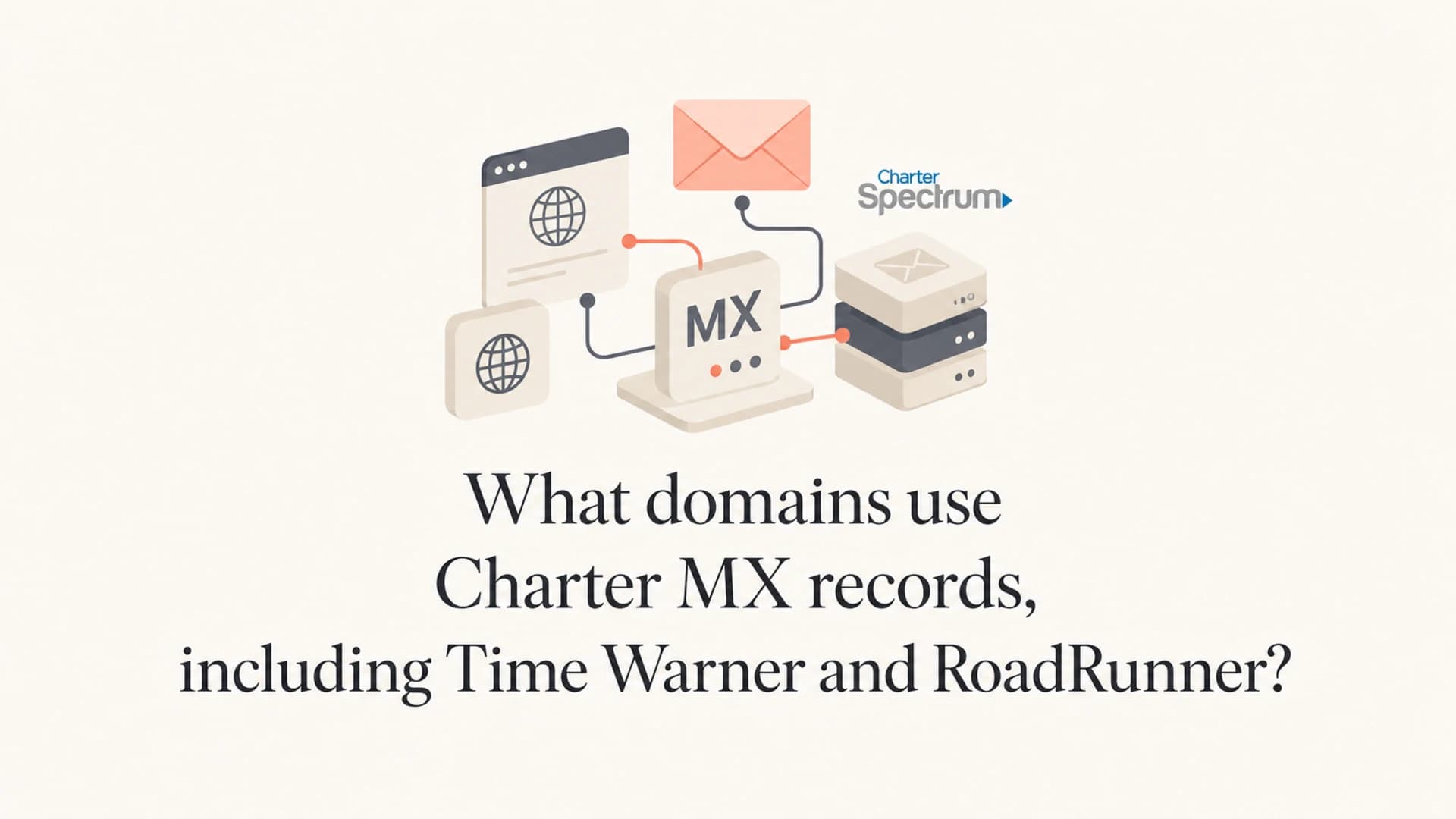Article thumbnail for Charter, Spectrum, Time Warner, and RoadRunner MX records.