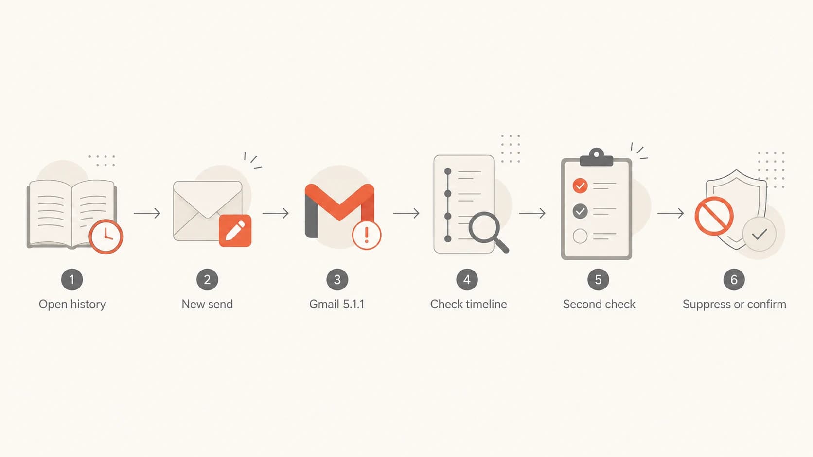 Flowchart showing how to handle a Gmail 5.1.1 hard bounce after prior engagement.