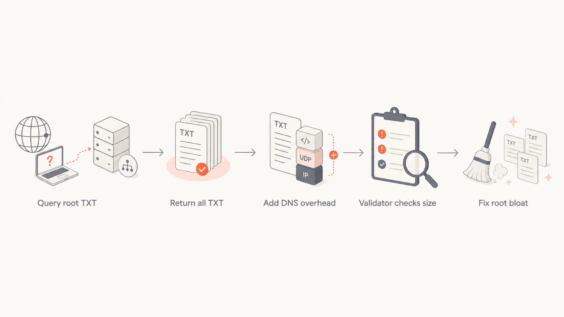 Flowchart showing that DNS returns all TXT records at a name, not just SPF.