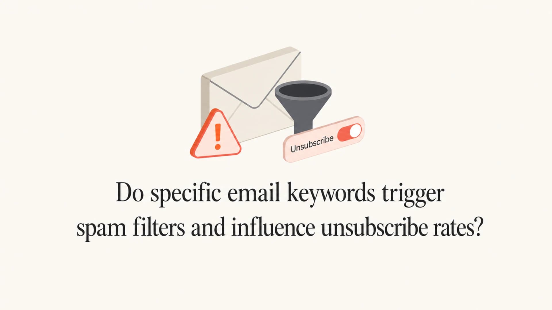 Article thumbnail about email keywords, spam filters, and unsubscribe rates.