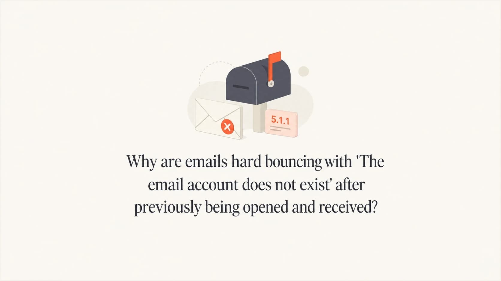 A returned email marked 5.1.1 beside a closed mailbox.
