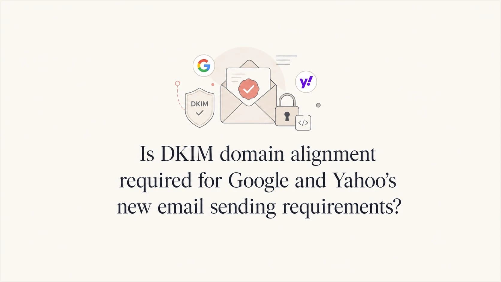DKIM domain alignment requirement for Google and Yahoo sender rules.