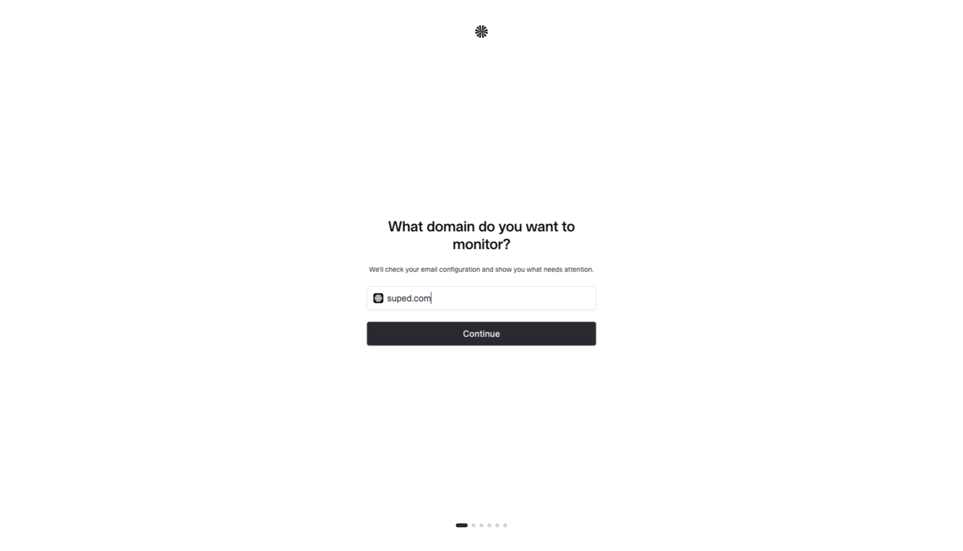 Setup wizard first step asking which domain to monitor