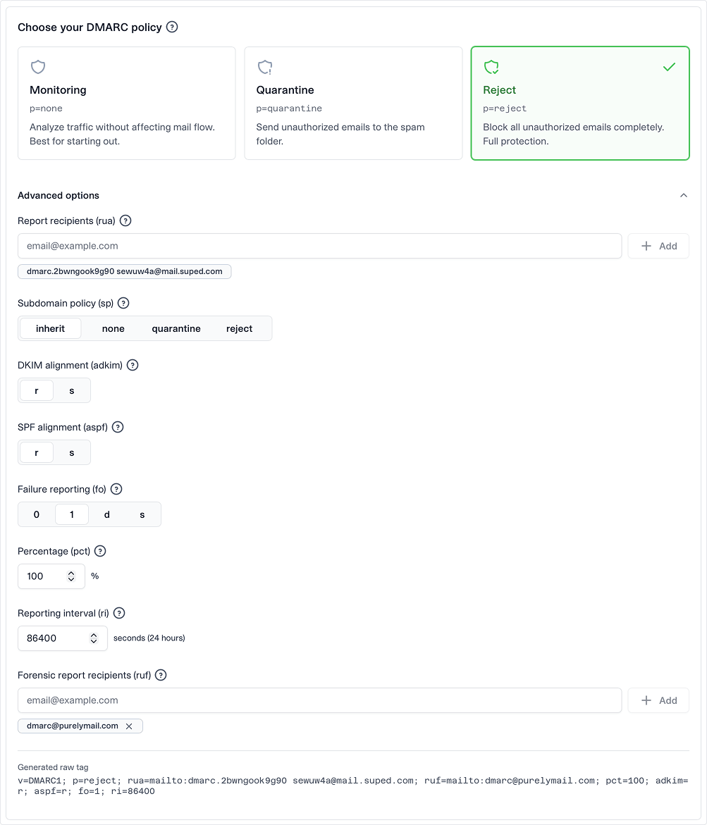 Suped hosted DMARC product image