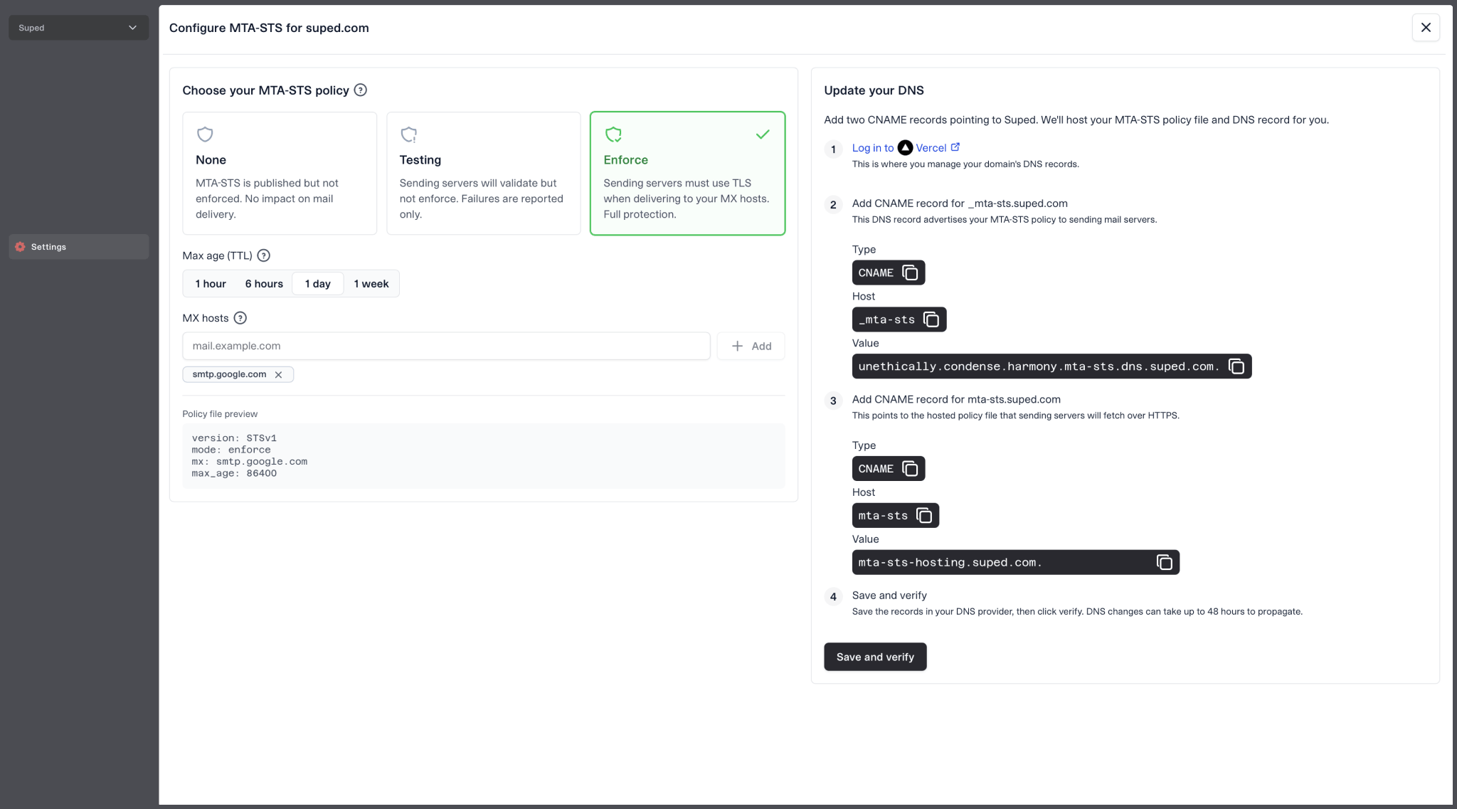 Suped hosted MTA-STS product image